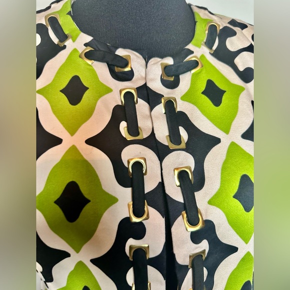 Susan Bristol Blue/Green Ikat Print 3/4 Sleeve Blazer Sz M - Picture 5 of 6